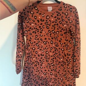 Girls Hanna Andersson Pink Rust Leopard Print dress size 12